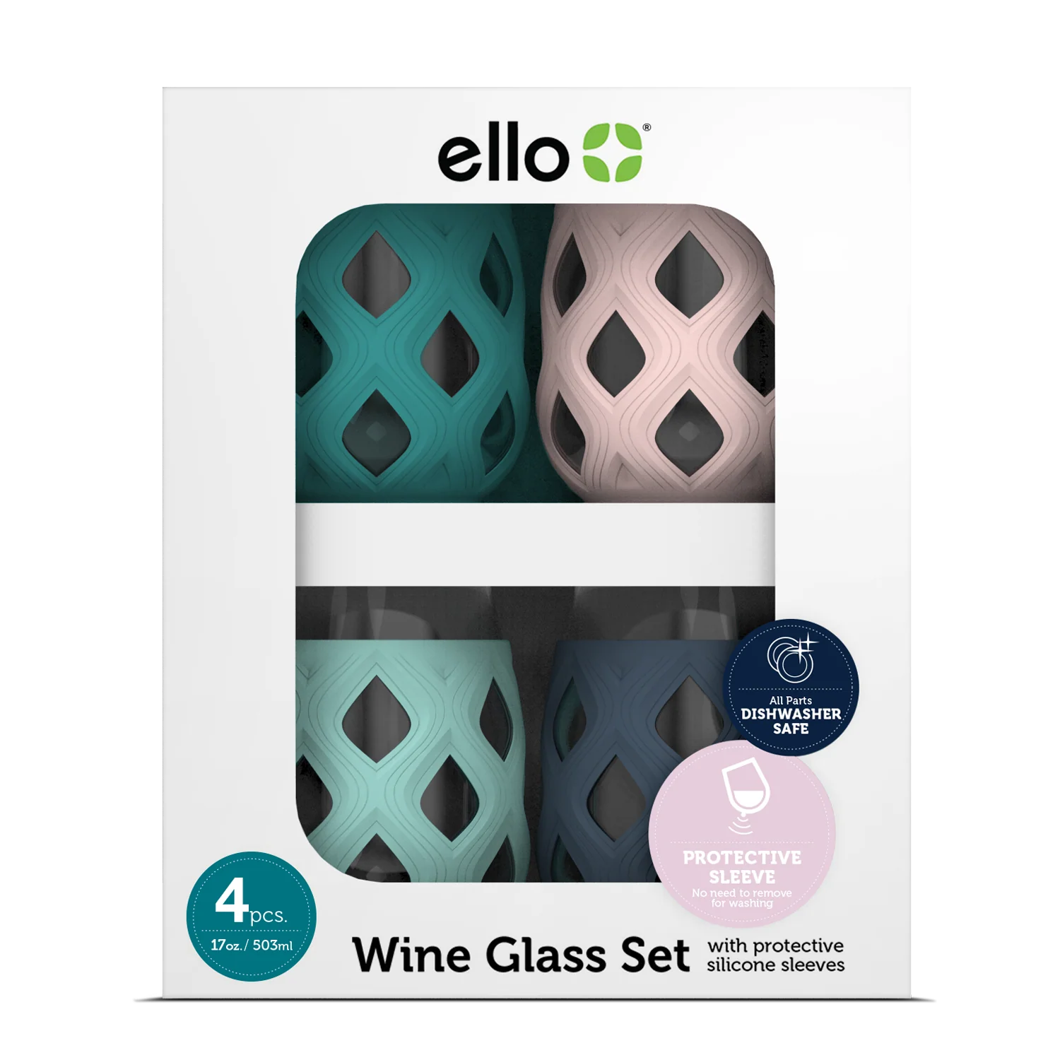 Cru Stemless Wine Glass Set with Silicone Protection