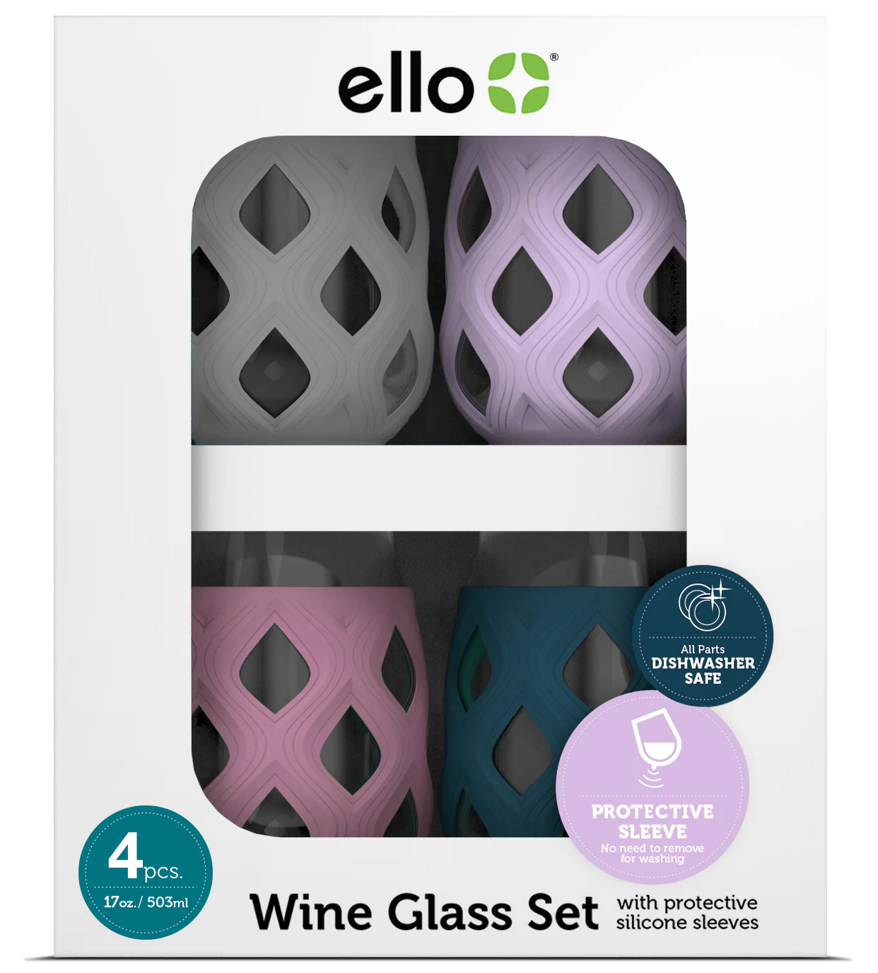 Cru Stemless Wine Glass Set with Silicone Protection