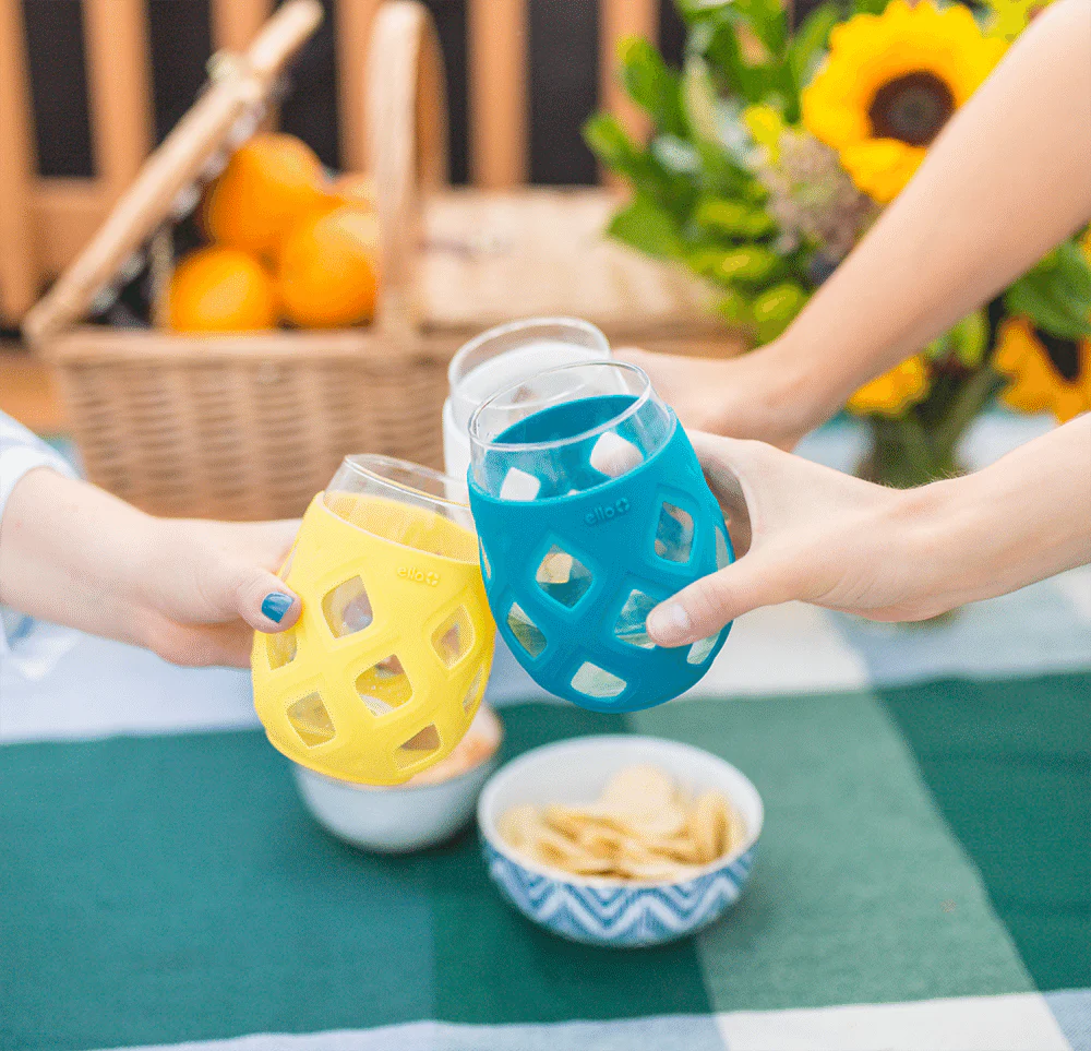 Cru Stemless Wine Glass Set with Silicone Protection