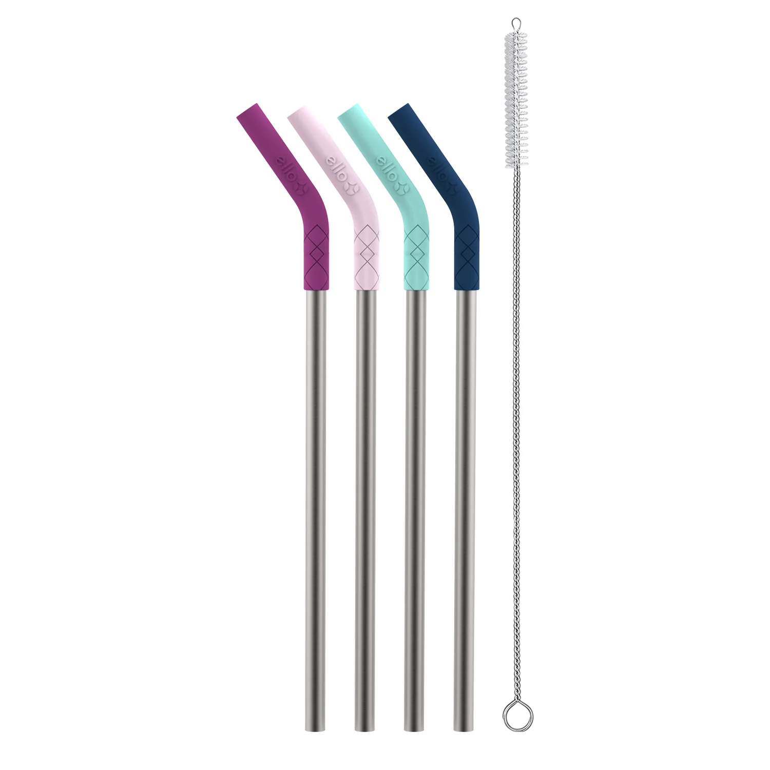 Stainless\/Silicone Reusable Straws - Set of 4