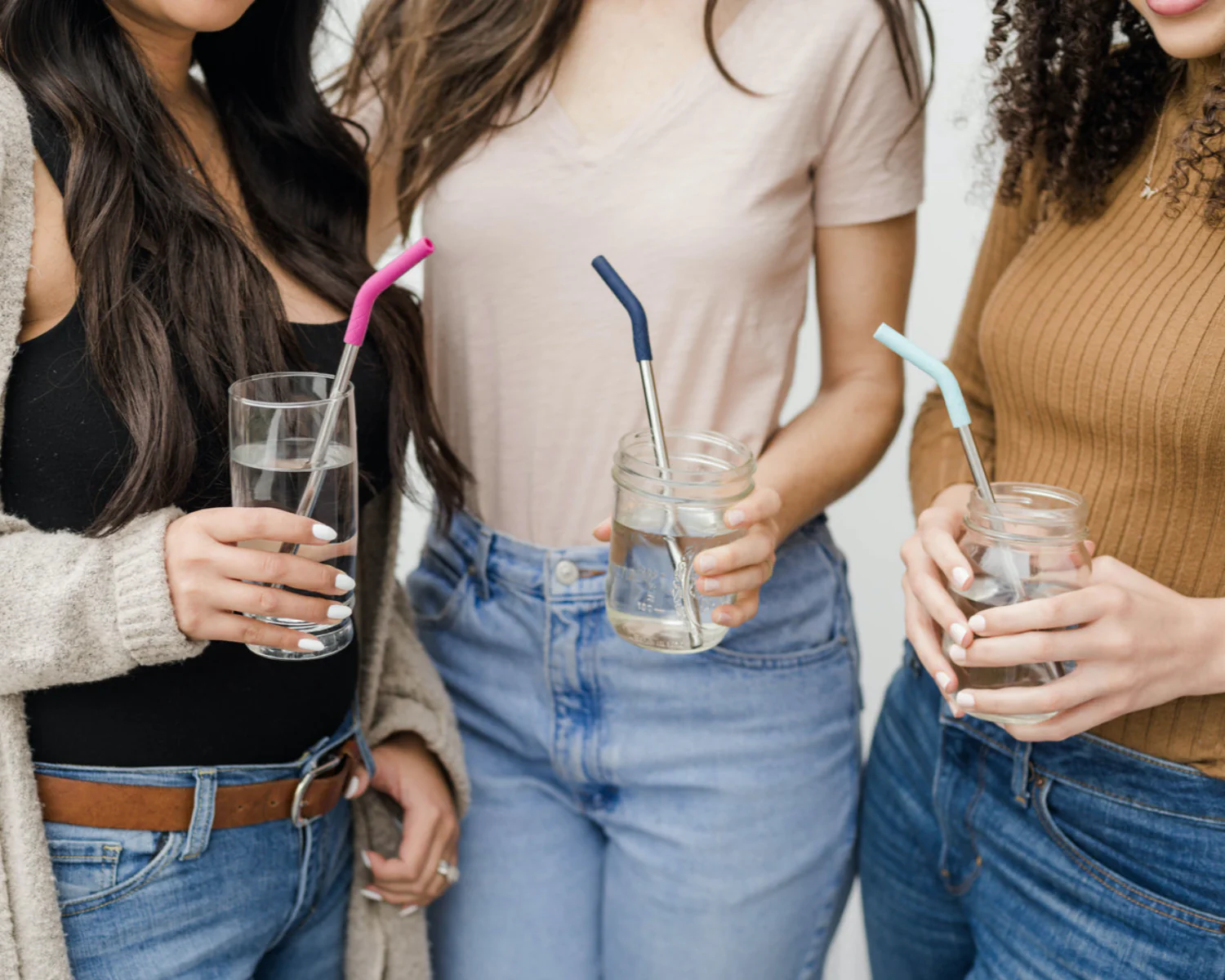 Stainless\/Silicone Reusable Straws - Set of 4