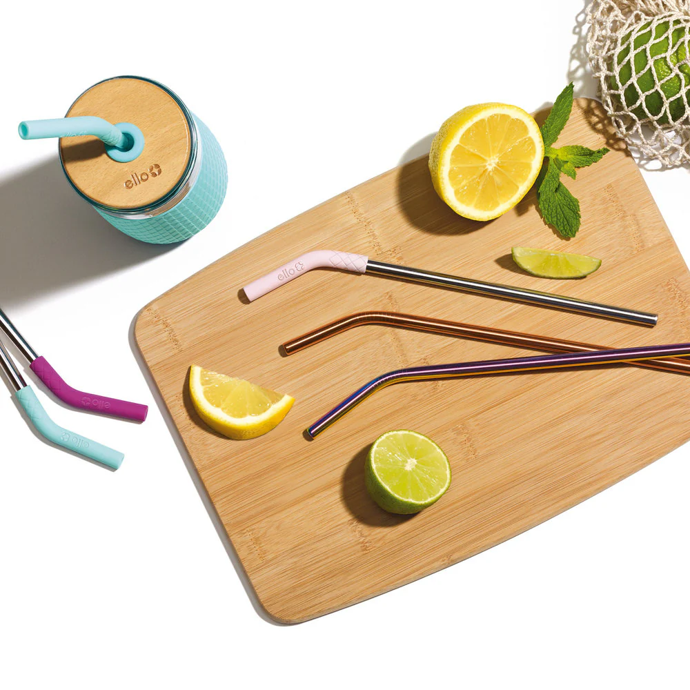 Stainless\/Silicone Reusable Straws - Set of 6 (Mixed)
