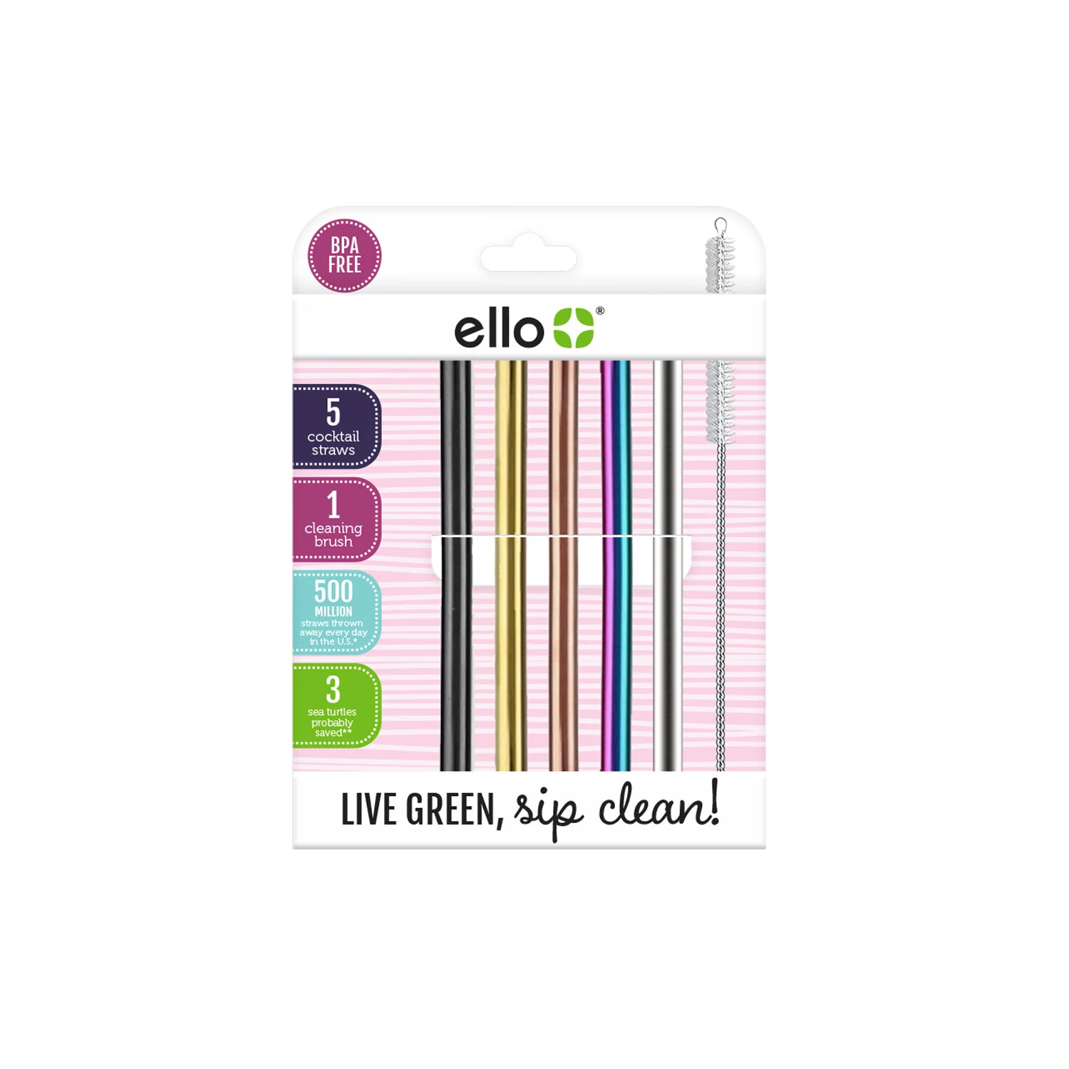Stainless Cocktail Straws - Set of 5