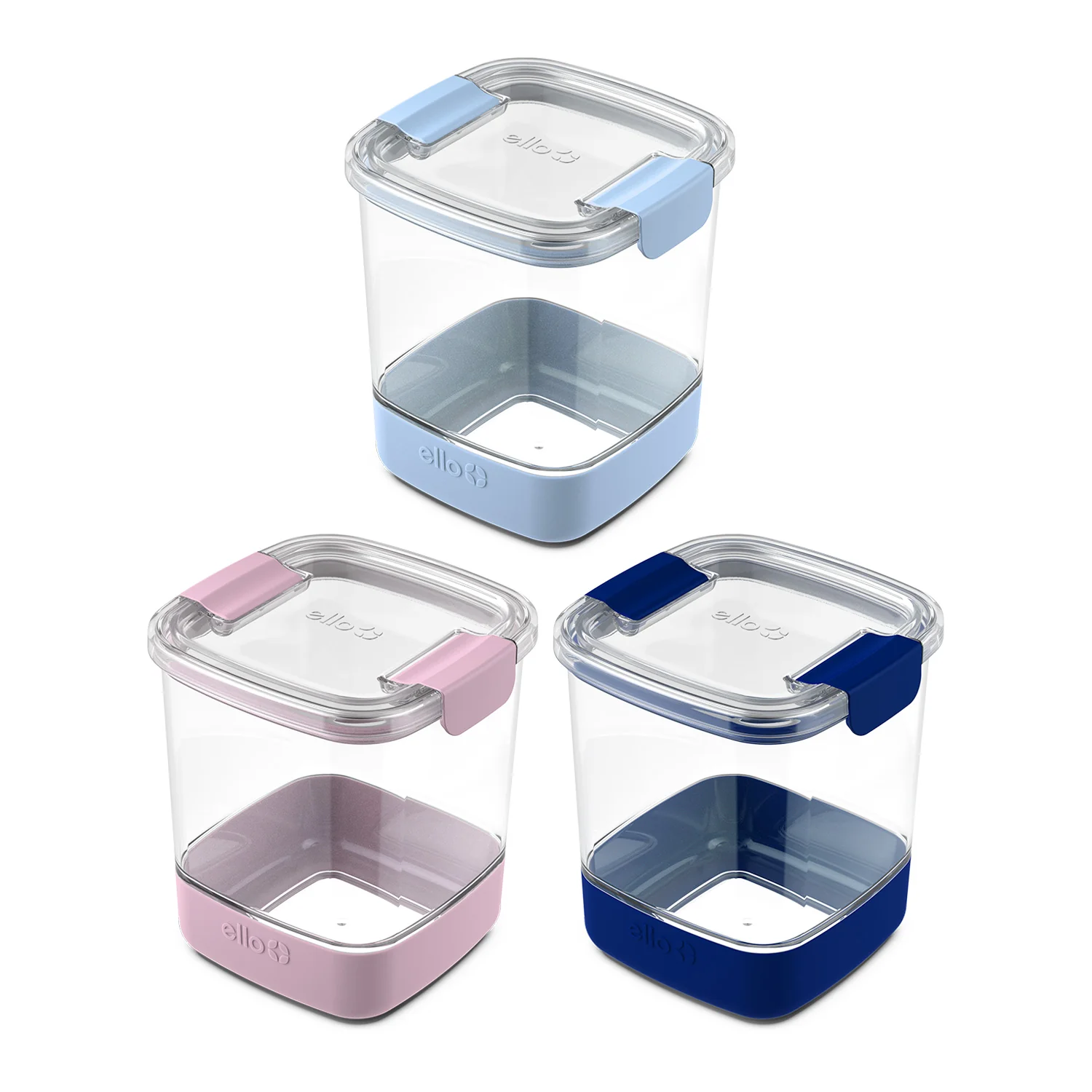 Plastic Food Storage Canisters with Airtight Lids, Set of 3 3 Plastic Food Storage Canisters with Airtight Lids, Set of 3