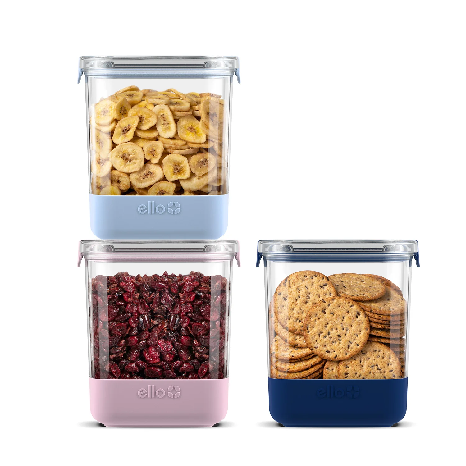 Plastic Food Storage Canisters with Airtight Lids, Set of 3 4 Plastic Food Storage Canisters with Airtight Lids, Set of 3