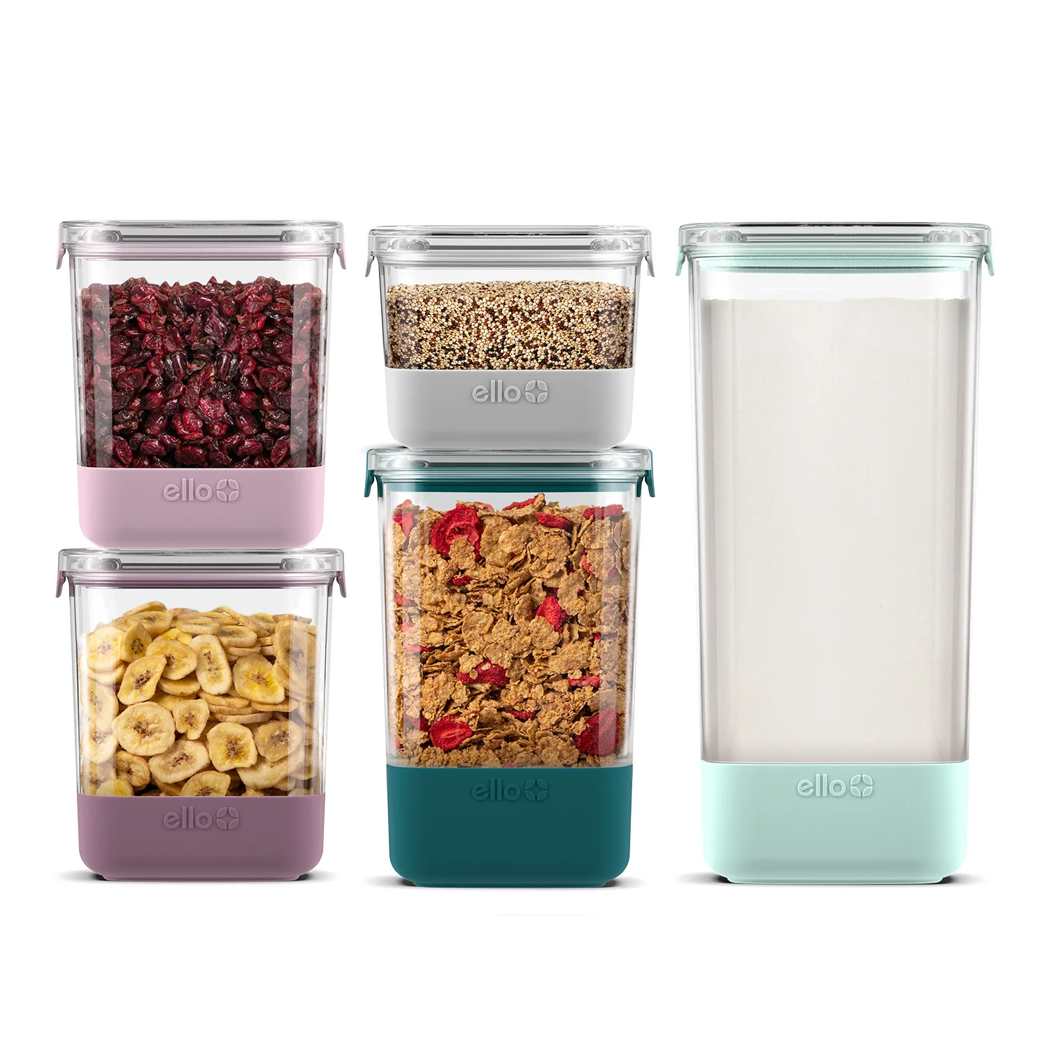 Plastic Food Storage Canisters with Airtight Lids, Set of 5 3 Plastic Food Storage Canisters with Airtight Lids, Set of 5