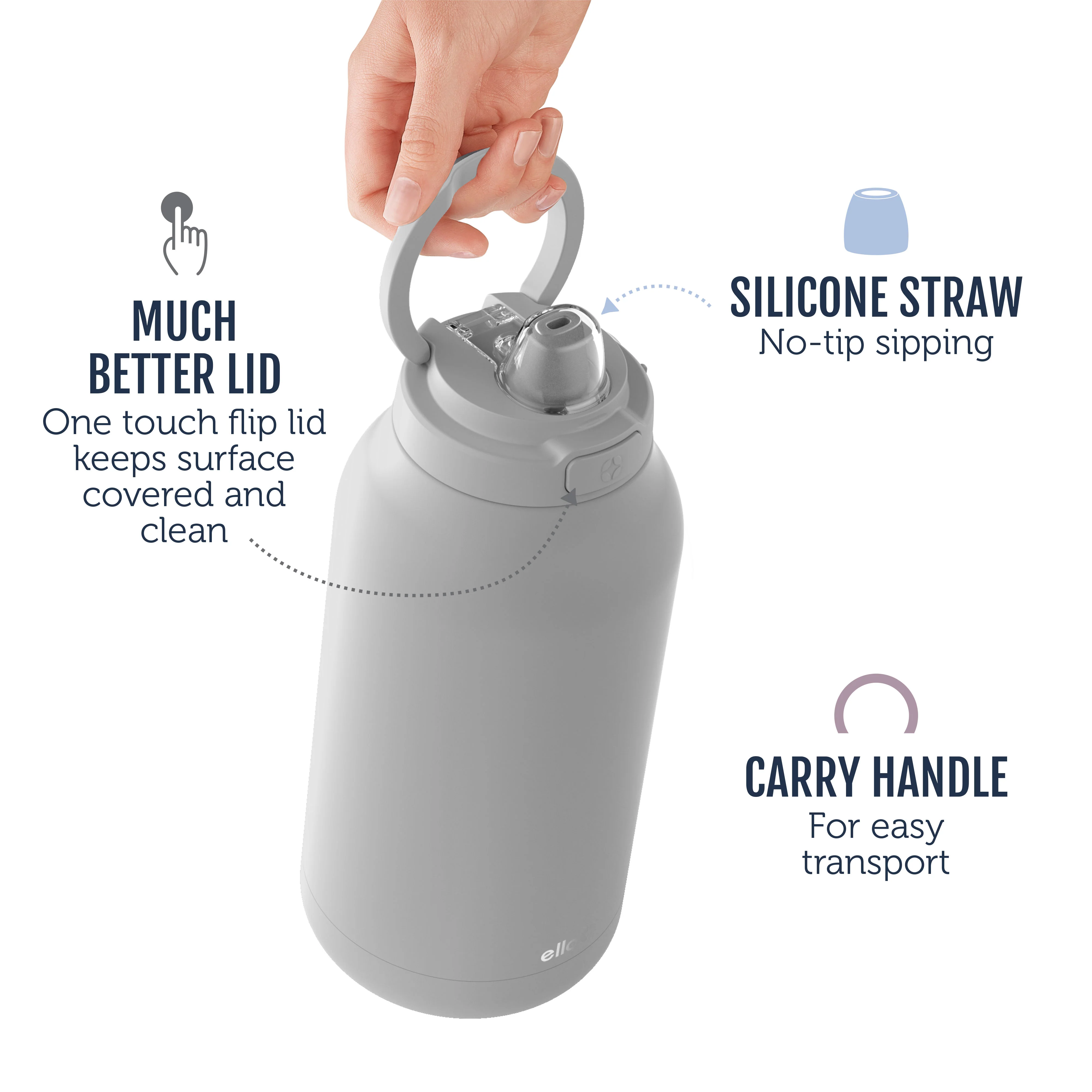 Hydra Stainless Half Gallon Jug with Straw 12 Hydra Stainless Half Gallon Jug with Straw
