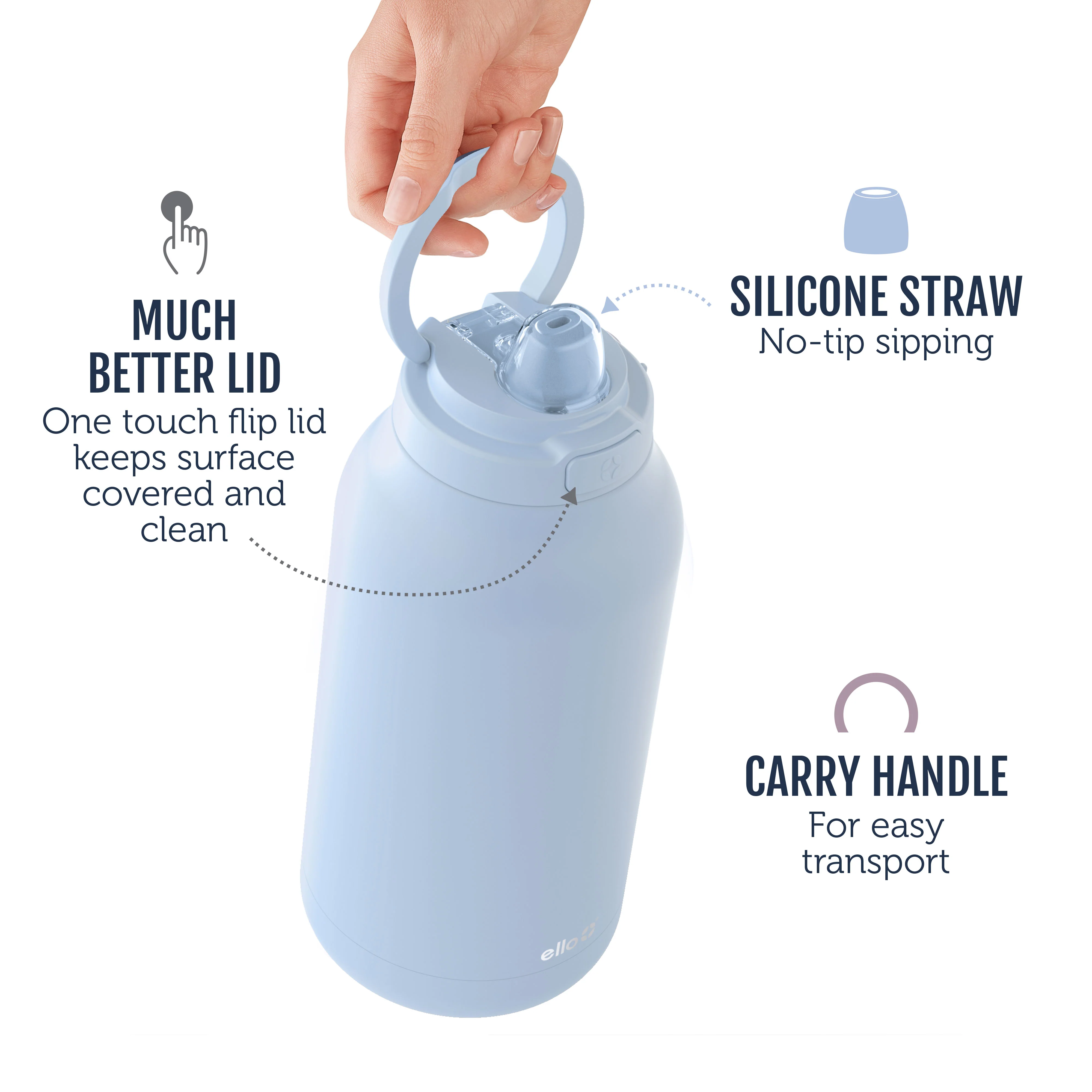 Hydra Stainless Half Gallon Jug with Straw 20 Hydra Stainless Half Gallon Jug with Straw