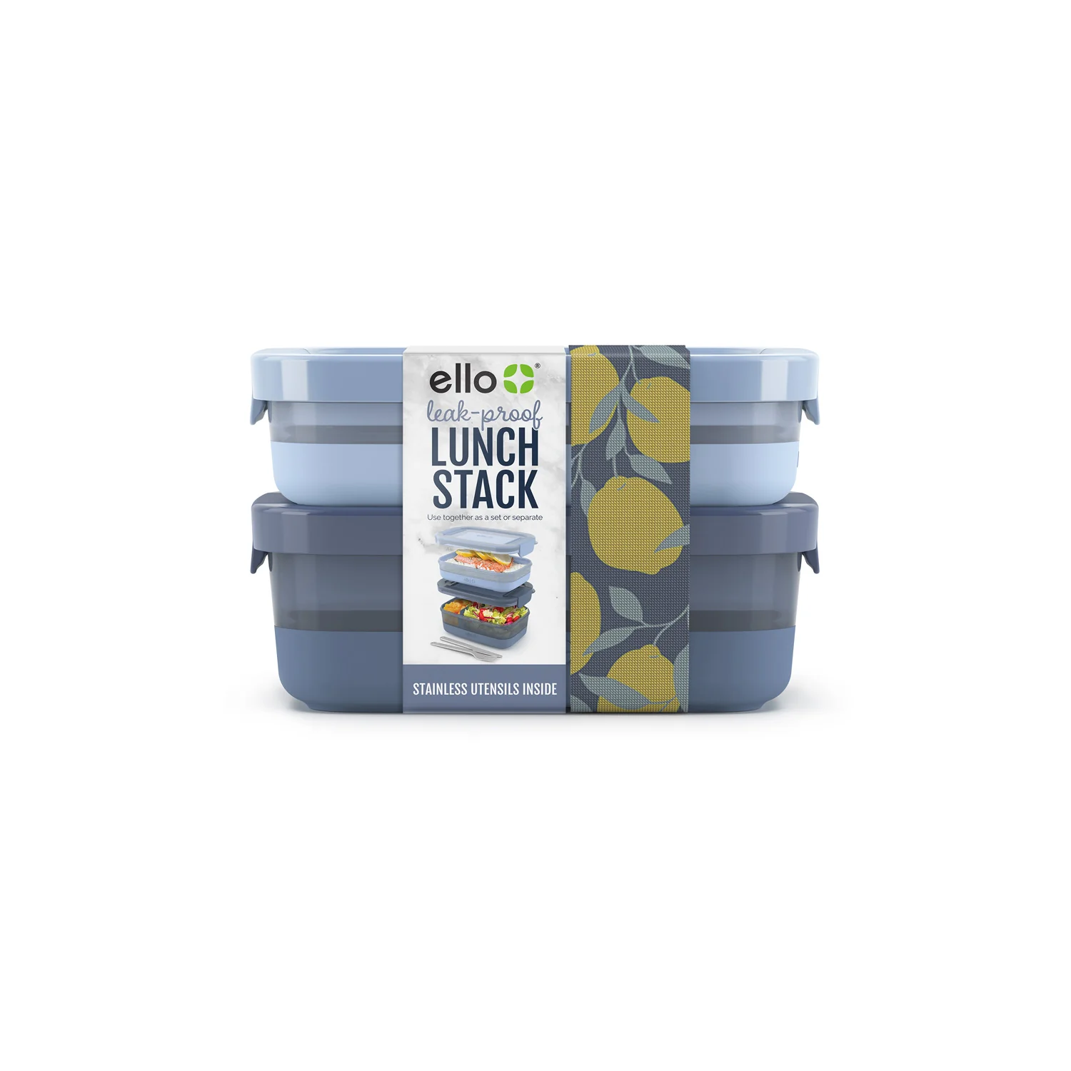 Lunch Bento Stack Plastic Food Storage Container, Set of 2