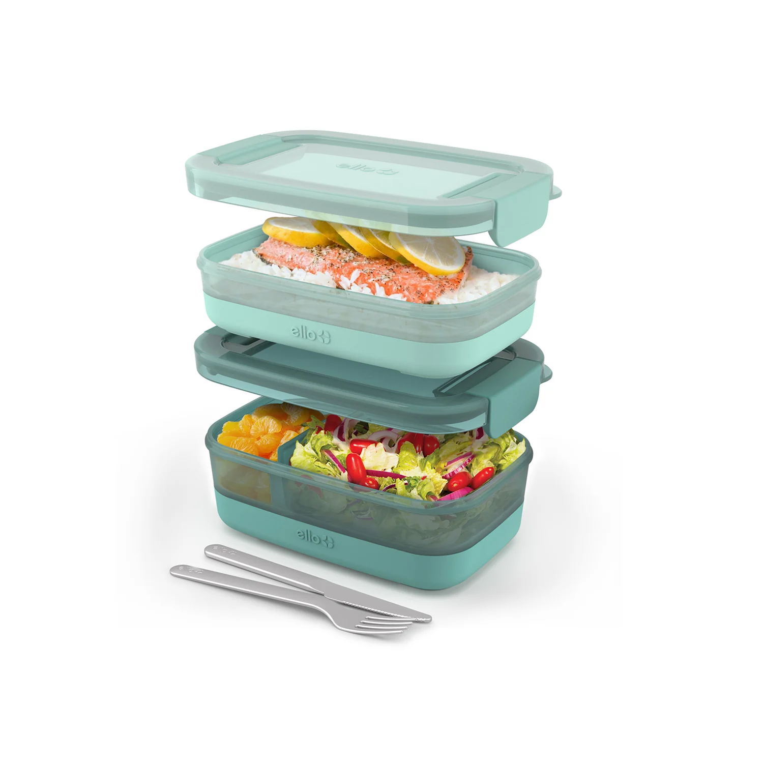 Lunch Bento Stack Plastic Food Storage Container, Set of 2