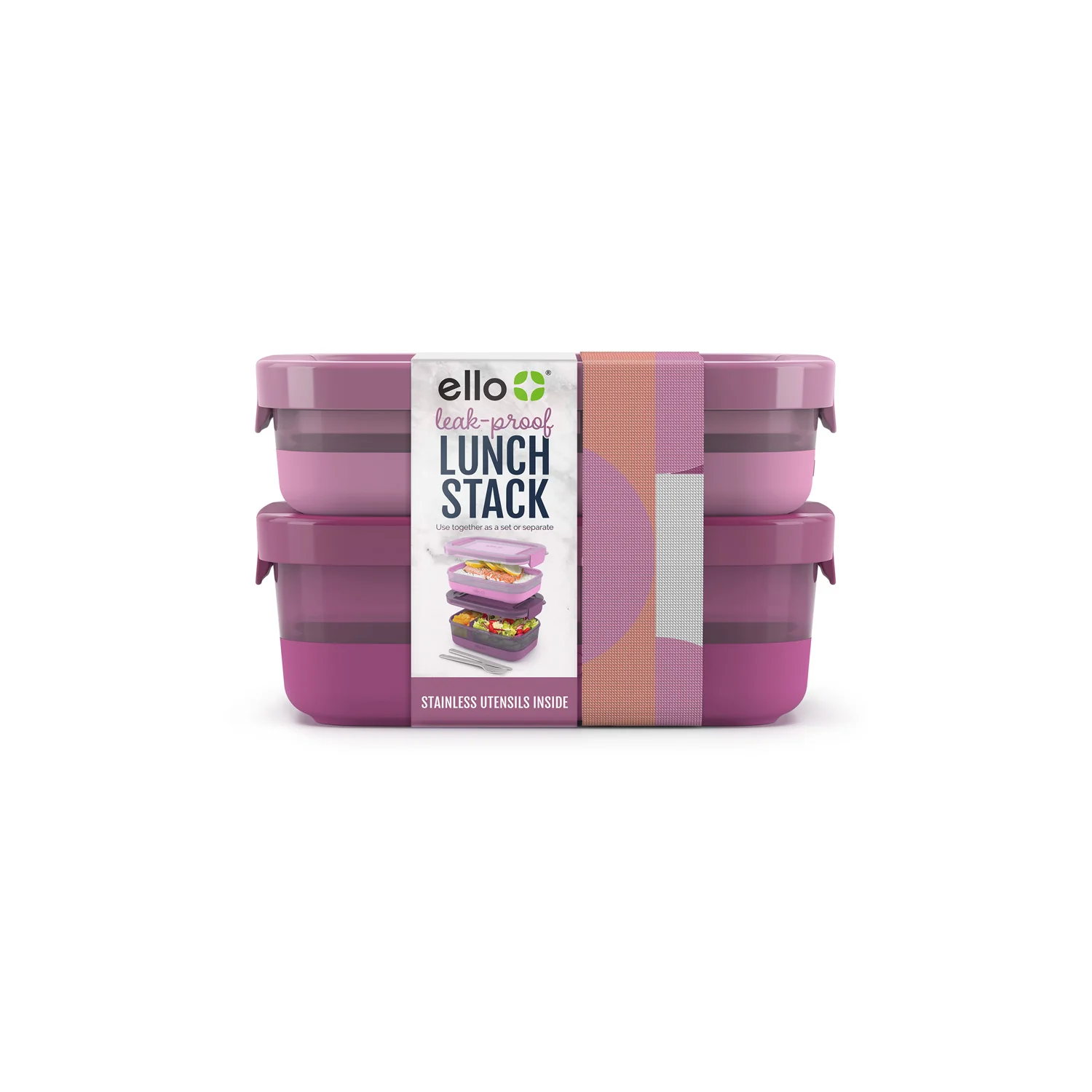 Lunch Bento Stack Plastic Food Storage Container, Set of 2