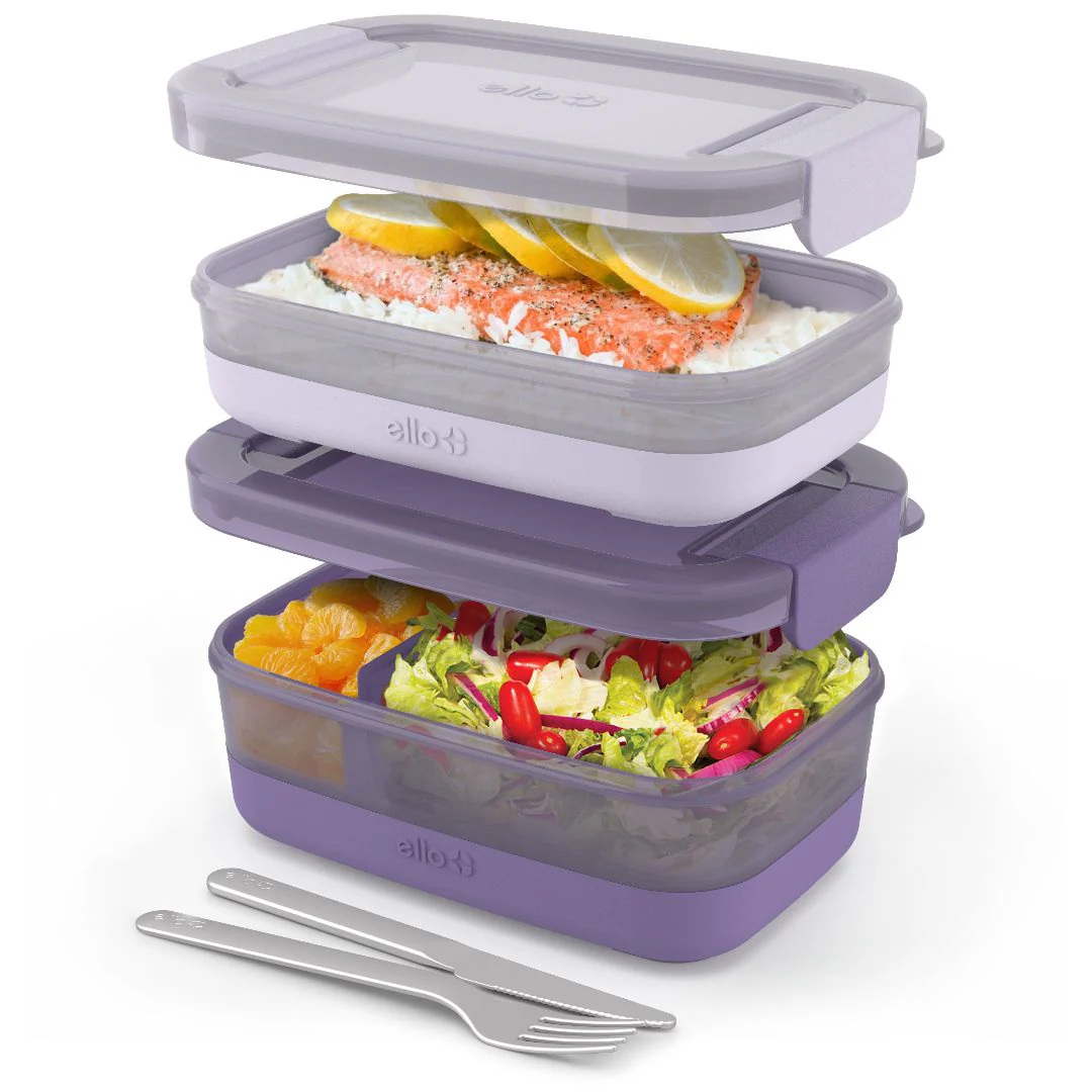 Lunch Bento Stack Plastic Food Storage Container, Set of 2
