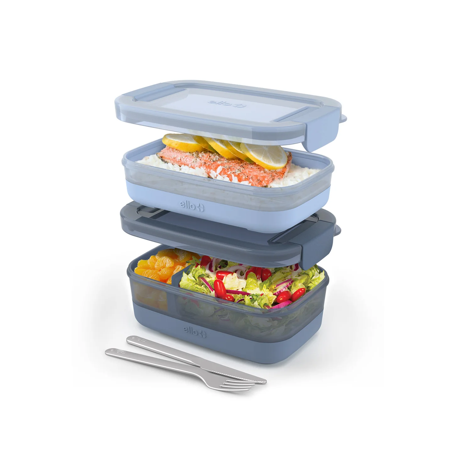 Lunch Bento Stack Plastic Food Storage Container, Set of 2