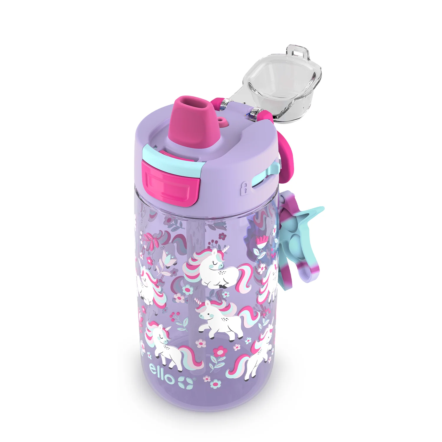 Colby Pop! 14oz Plastic Kids Water Bottle With Fidget Charm 3 Colby Pop! 14oz Plastic Kids Water Bottle With Fidget Charm