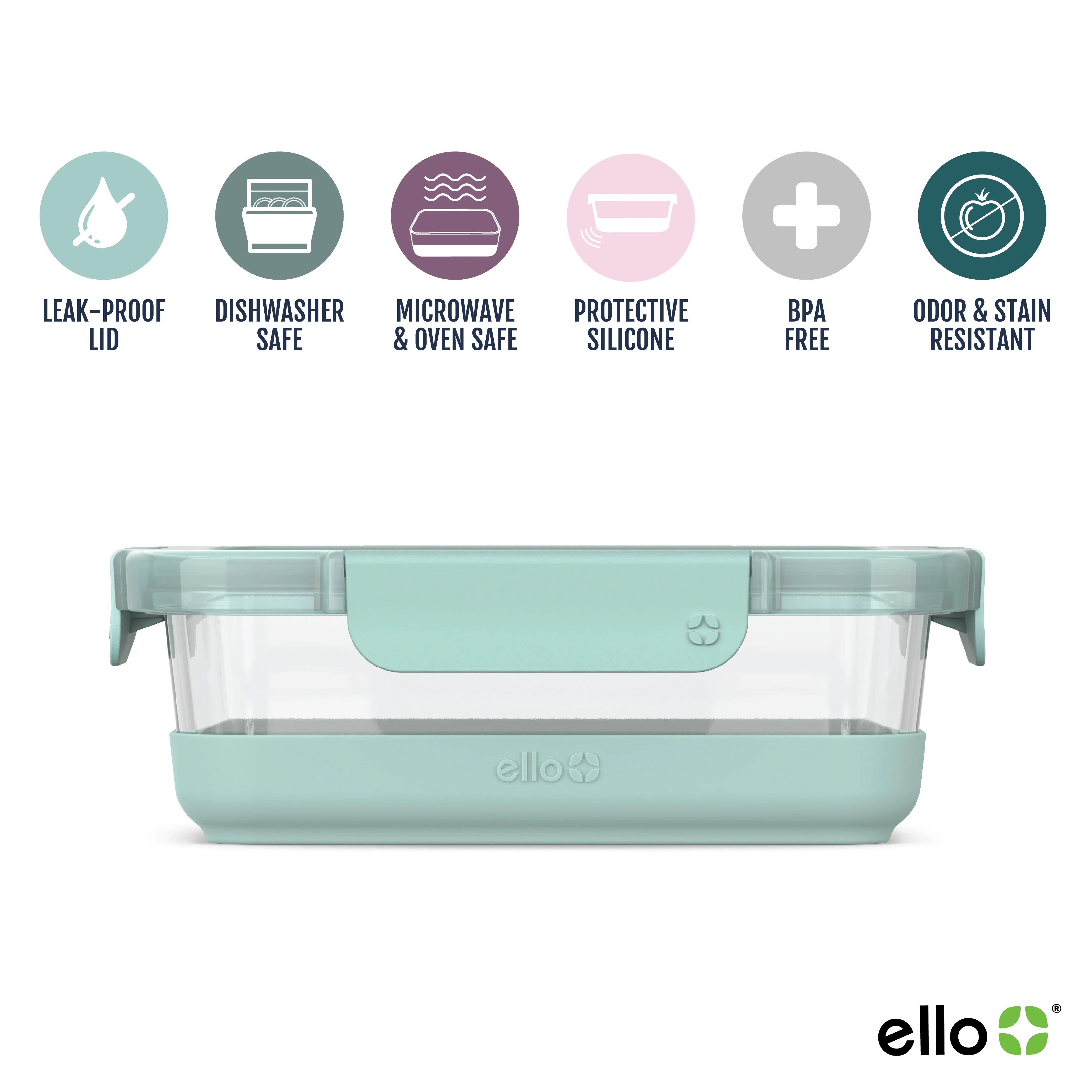 Ello Duraglass Refresh? Meal Prep Containers, Set of 5 5 Ello Duraglass Refresh? Meal Prep Containers, Set of 5