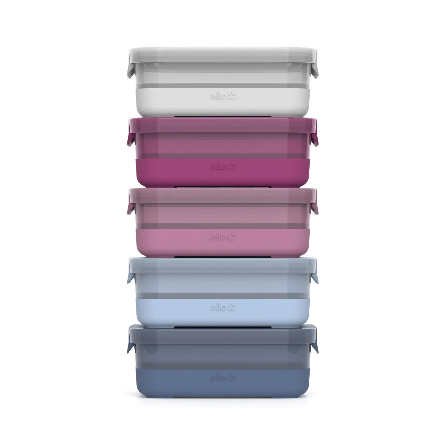 Plastic Food Storage 3.7c Containers with Soft Base, Set of 5