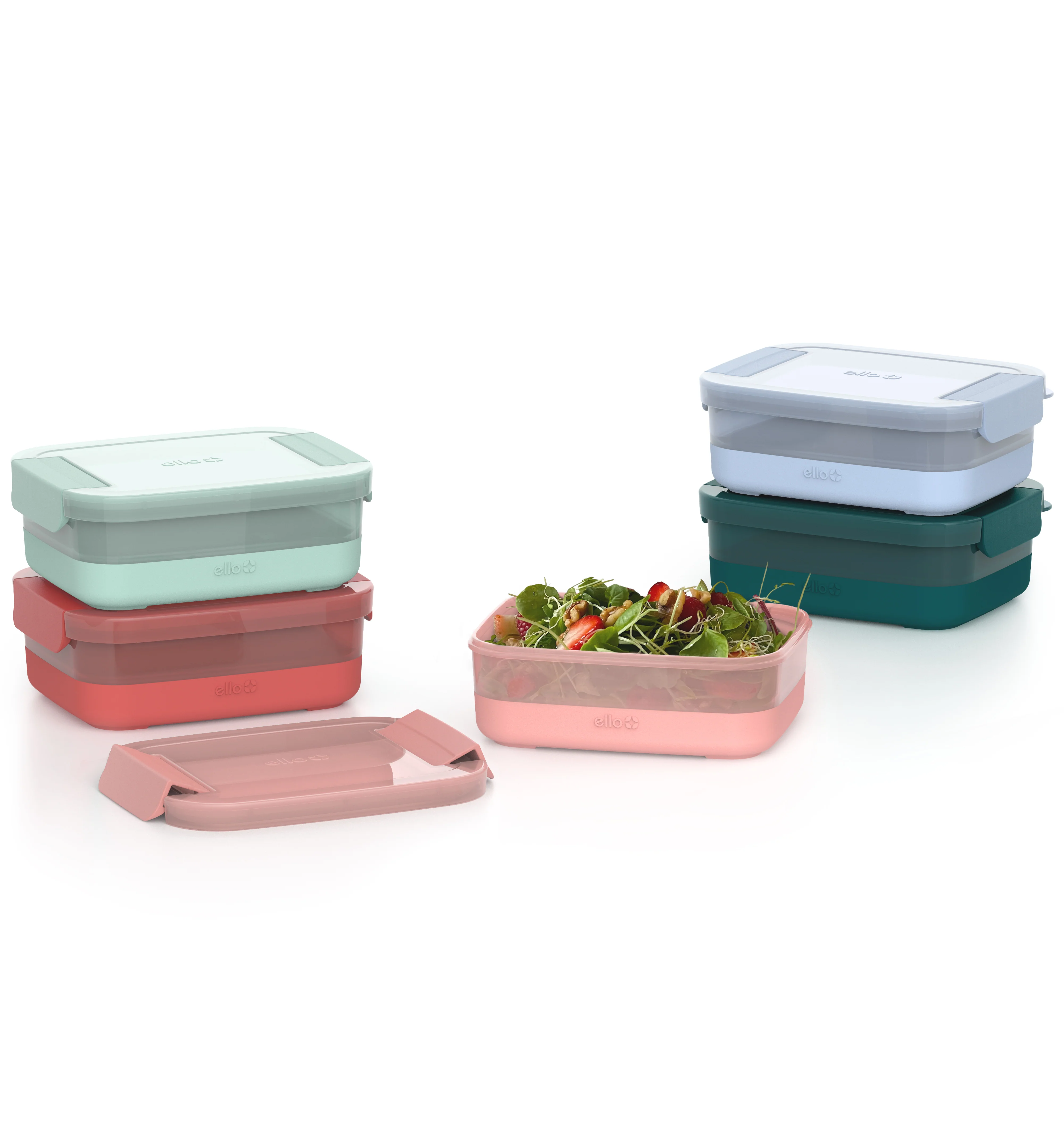 Plastic Food Storage 3.7c Containers with Soft Base, Set of 5