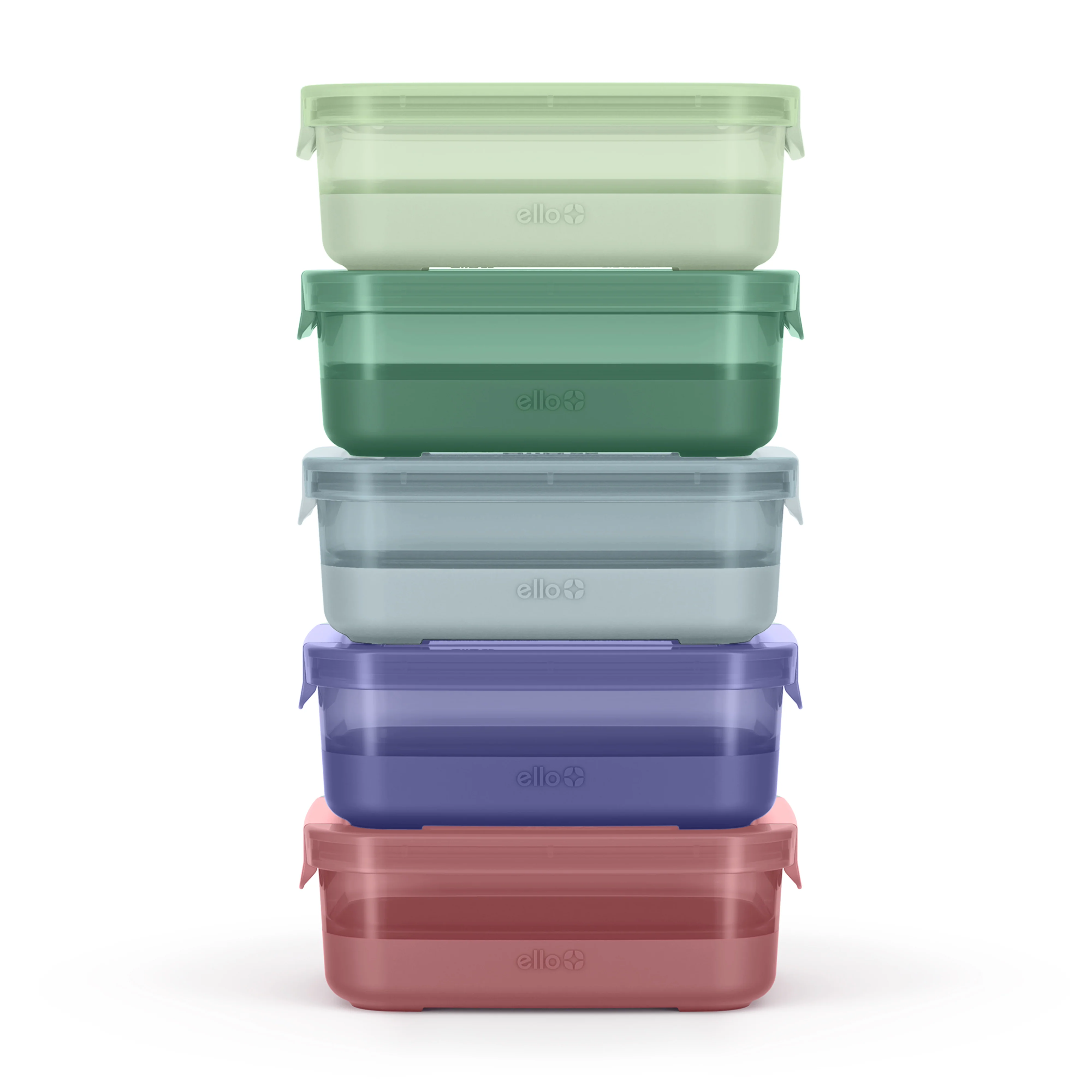 Plastic Food Storage 3.7c Containers with Soft Base, Set of 5