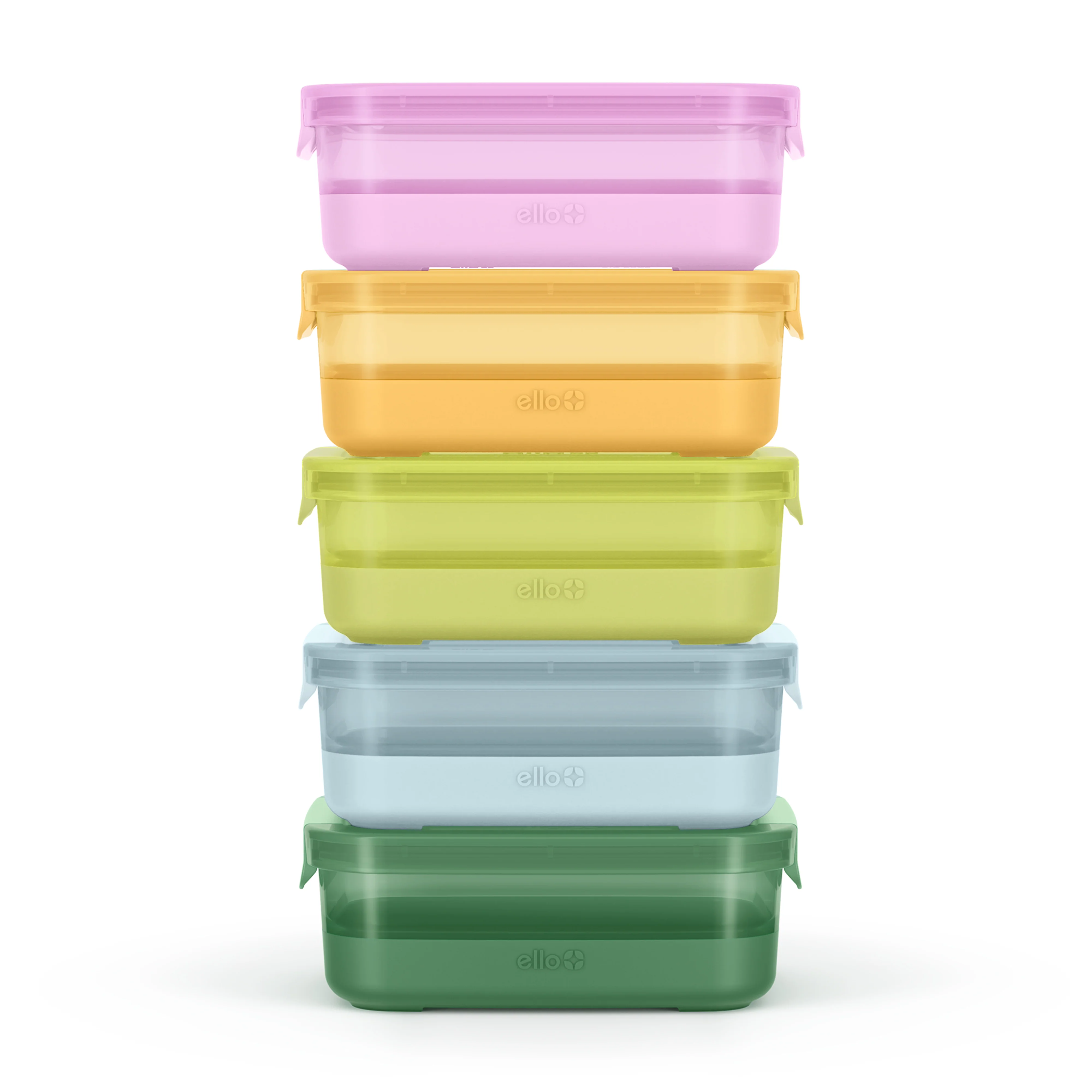 Plastic Food Storage 3.7c Containers with Soft Base, Set of 5