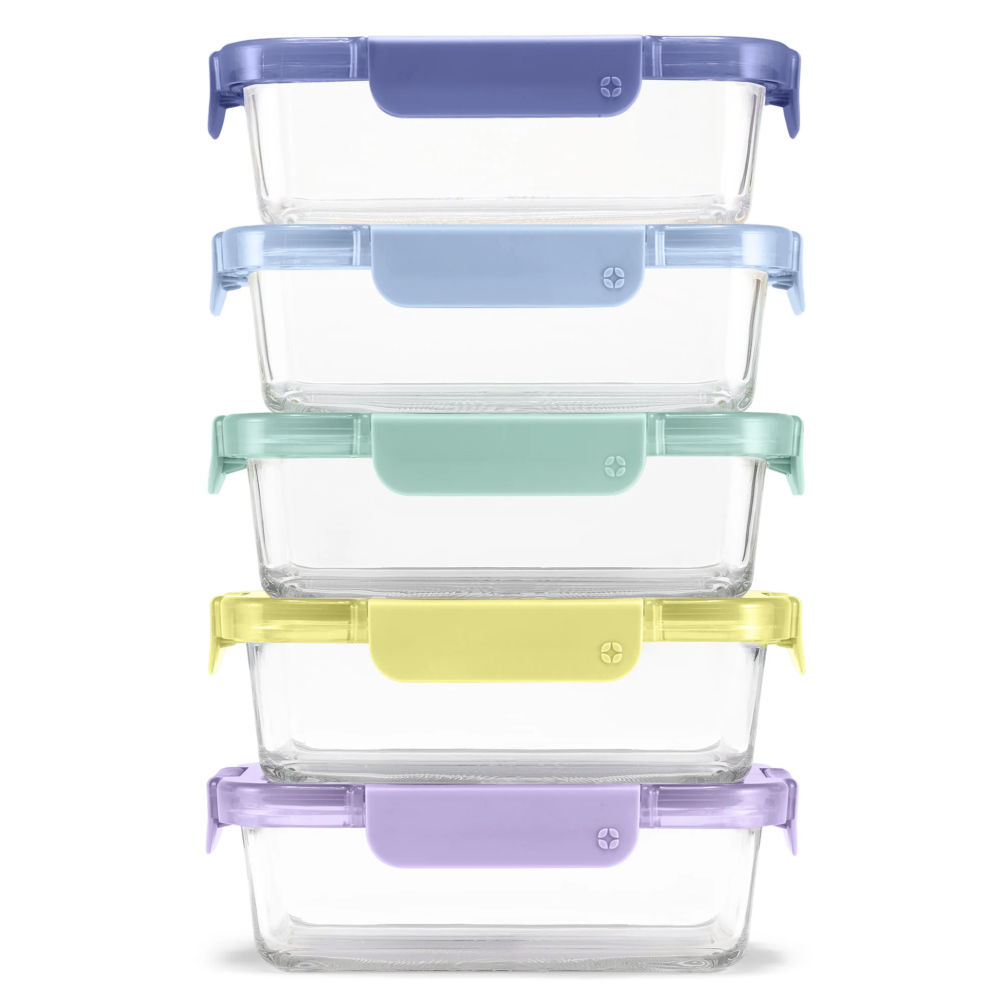 Color Lock? Glass Food Storage, 3.4 Cup Set of 5