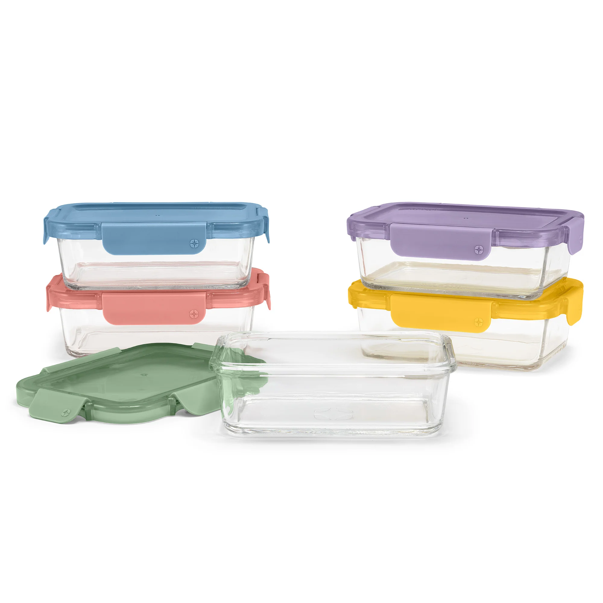 Color Lock? Glass Food Storage, 3.4 Cup Set of 5