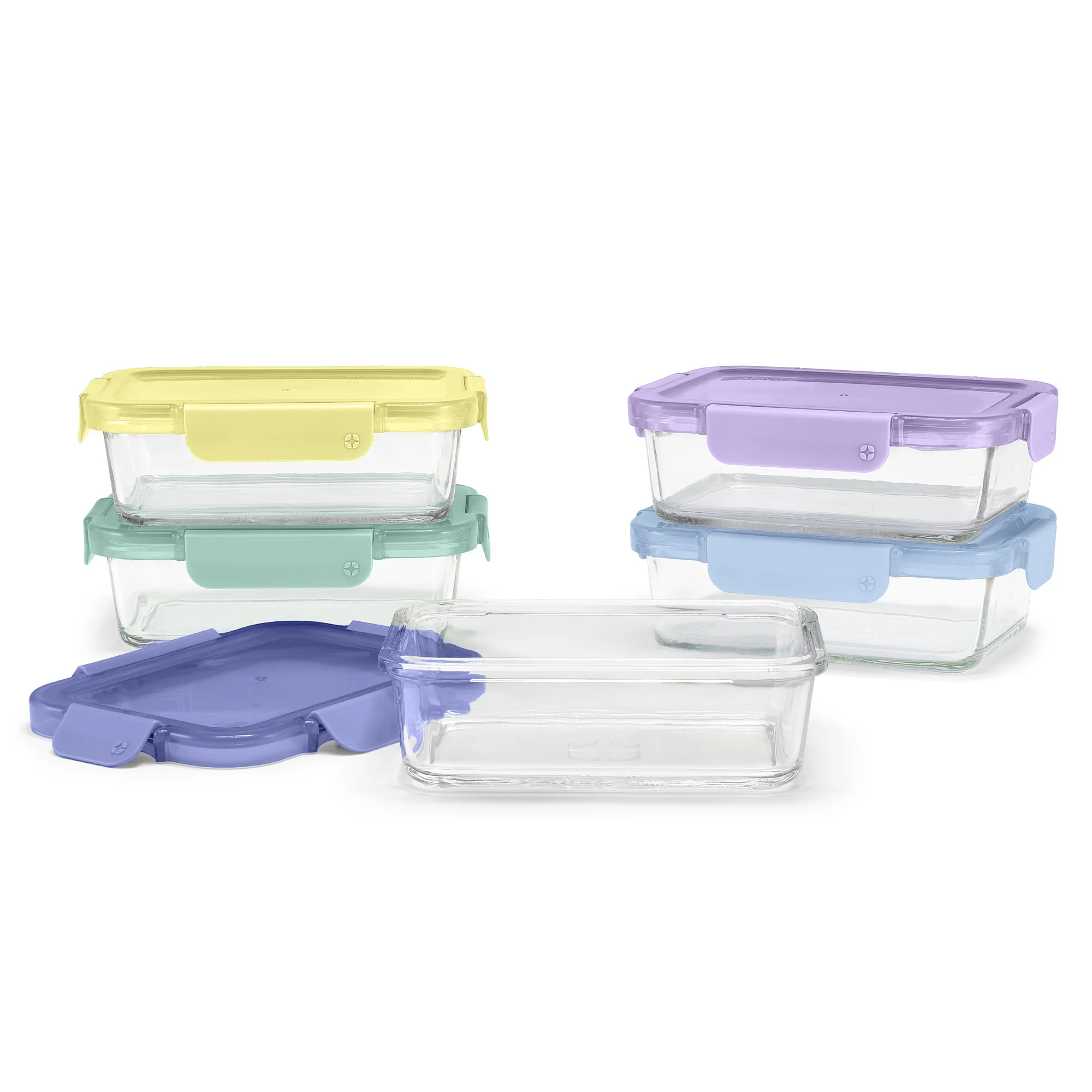 Color Lock? Glass Food Storage, 3.4 Cup Set of 5