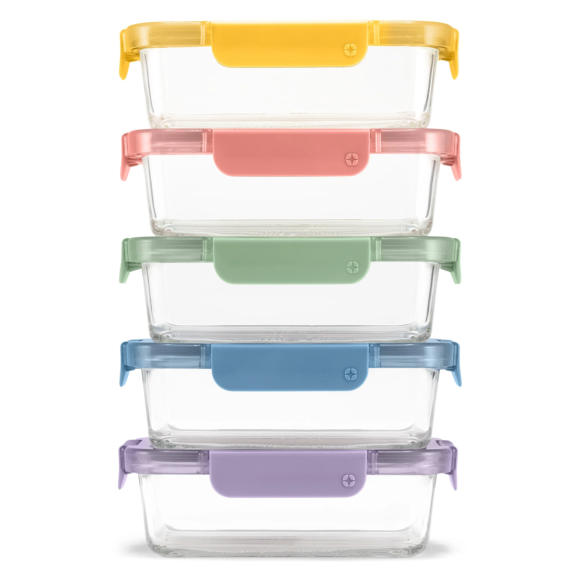 Color Lock? Glass Food Storage, 3.4 Cup Set of 5