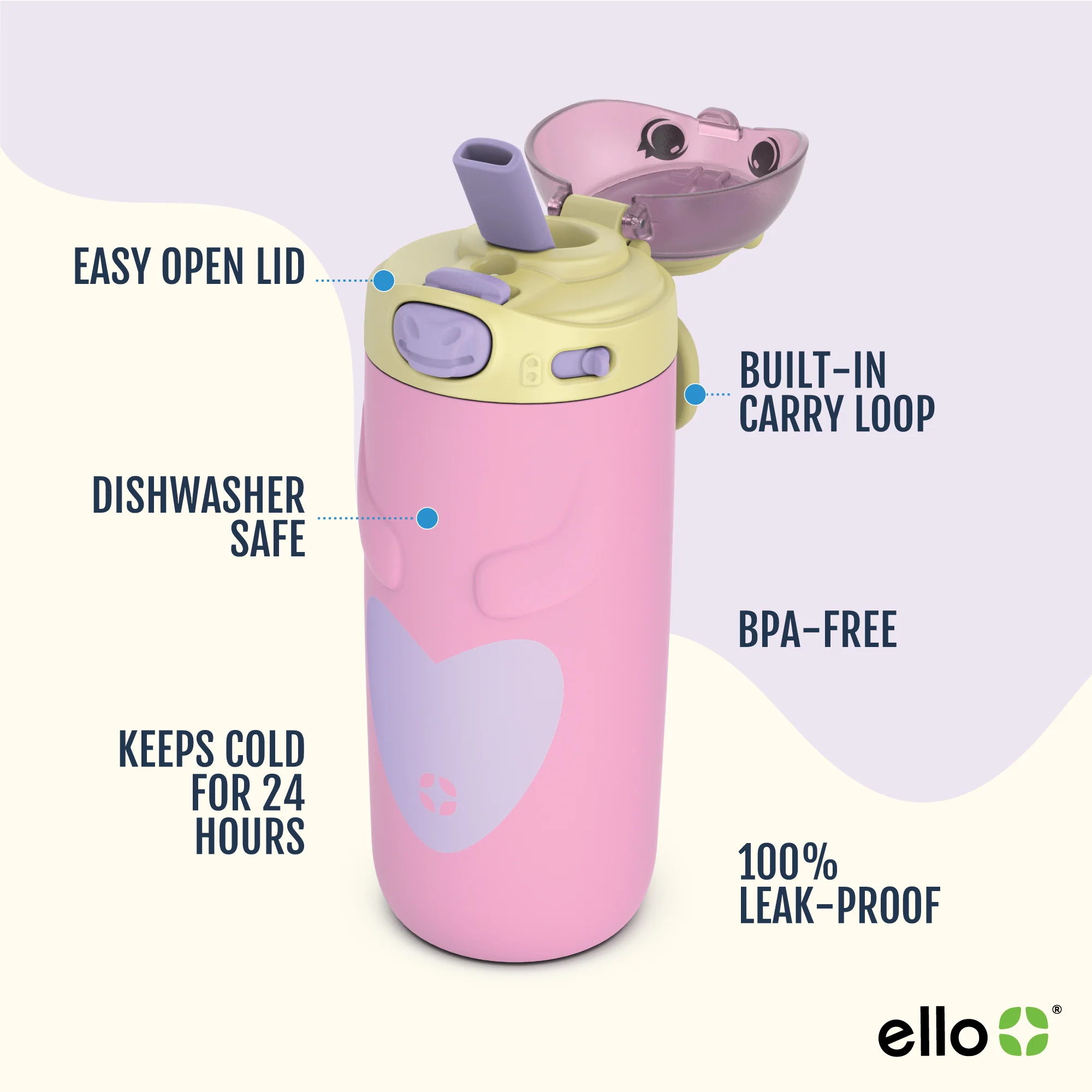 Ellies Kids Water Bottle - 12oz, Stainless Steel 15 Ellies Kids Water Bottle - 12oz, Stainless Steel
