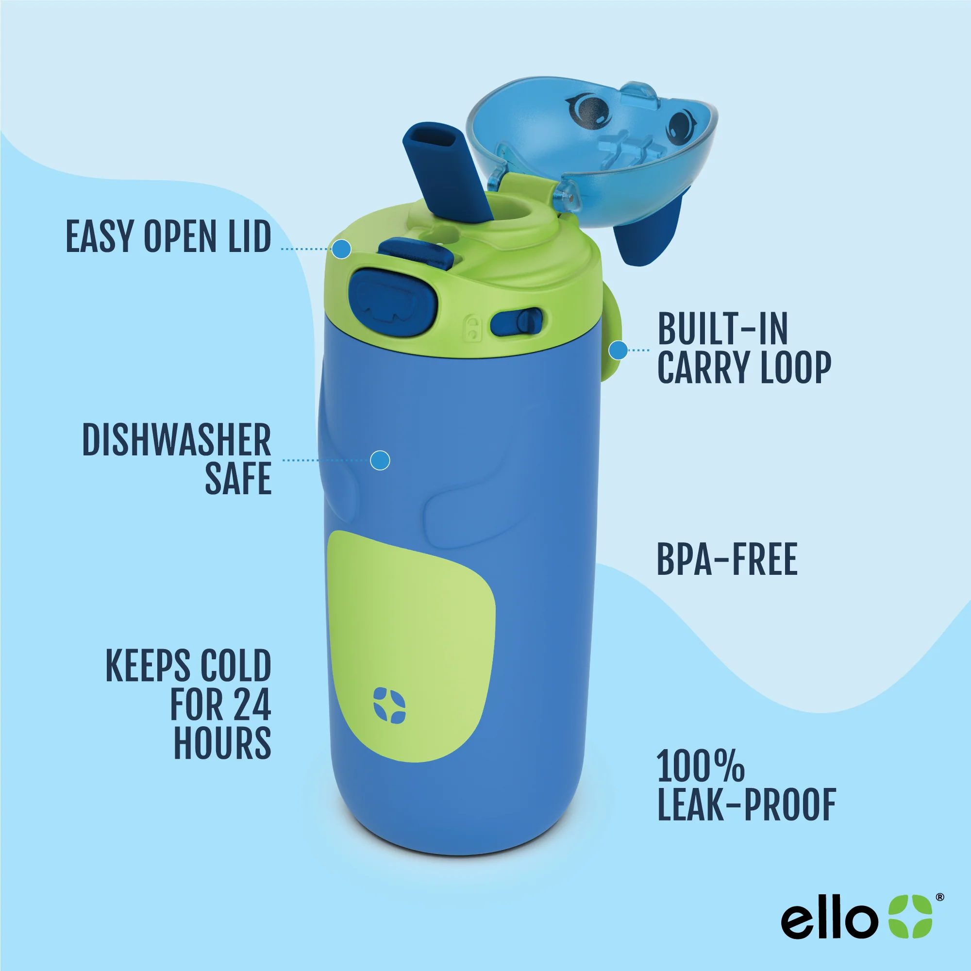 Ellies Kids Water Bottle - 12oz, Stainless Steel 8 Ellies Kids Water Bottle - 12oz, Stainless Steel