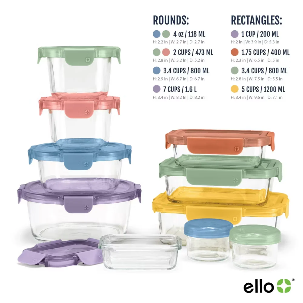 Color Lock? Glass 20pc Mixed Meal Prep Set