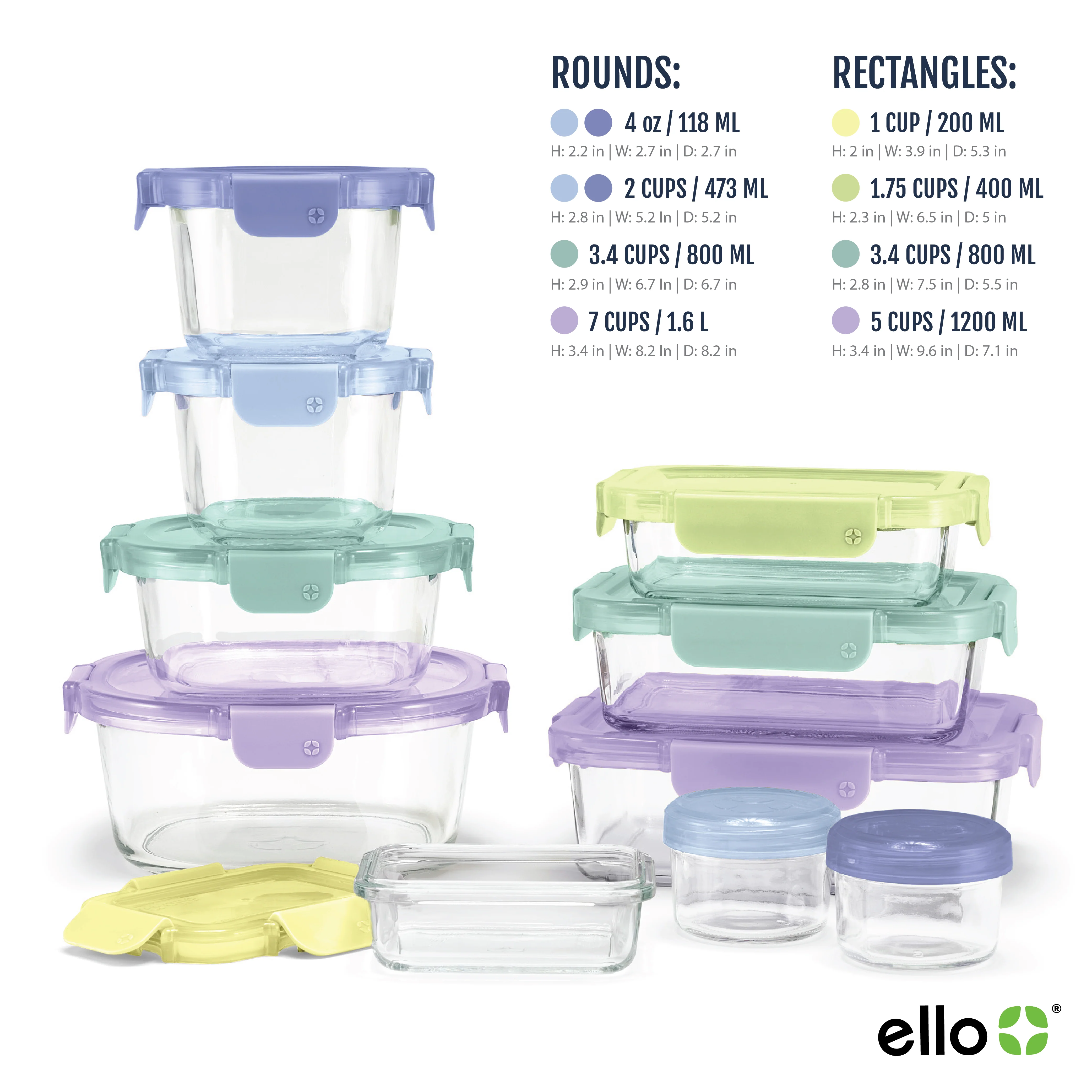 Color Lock? Glass 20pc Mixed Meal Prep Set