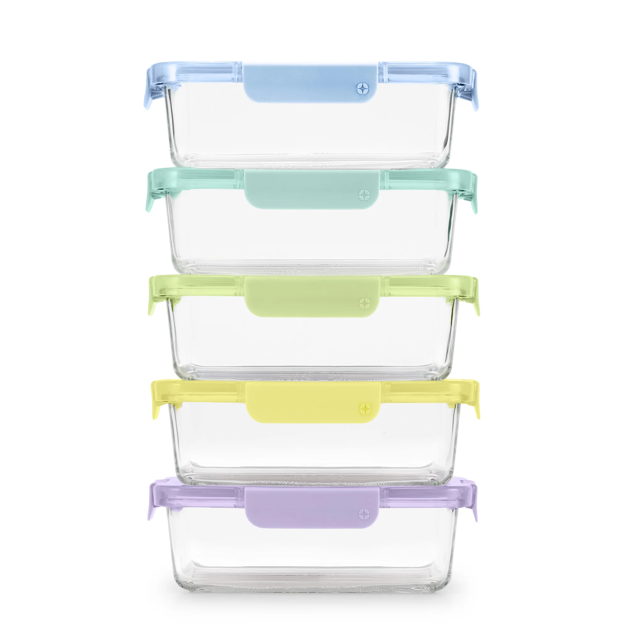 Color Lock? Glass Food Storage, 5 Cup Set of 5