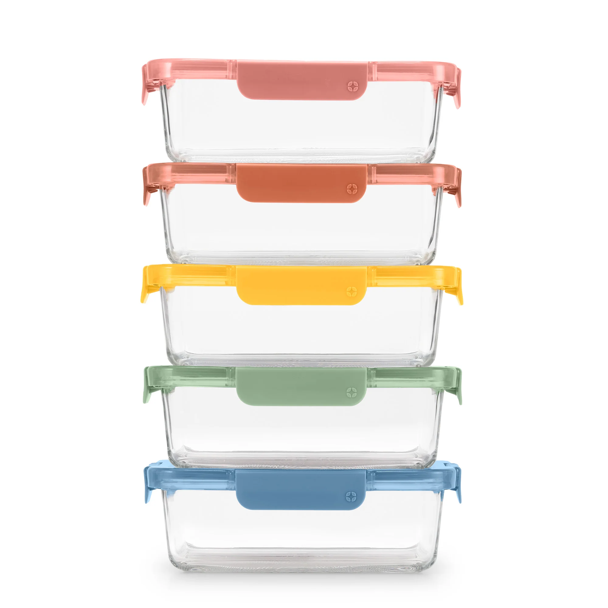 Color Lock? Glass Food Storage, 5 Cup Set of 5